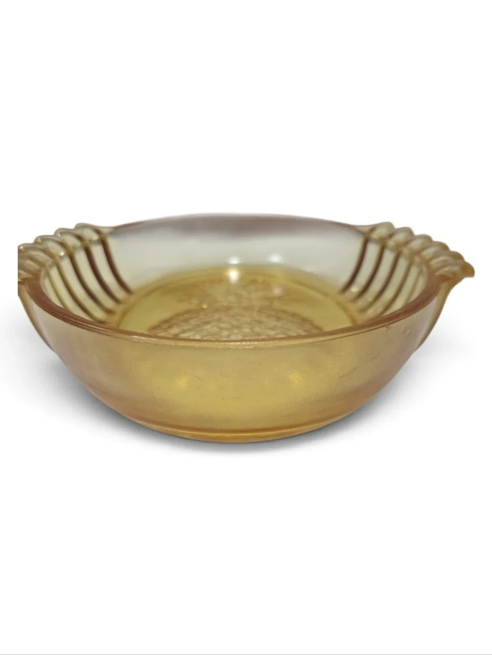 Vintage Amber Glass Pineapple Serving Bowl - Decorative Home Dining Dish